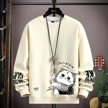 Don't Kiss Me Cat Graphic Long Sleeve T Shirt